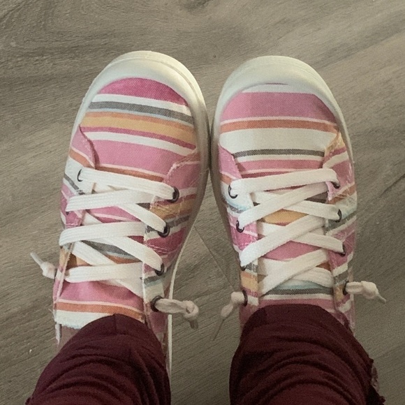 Kelly Multi Striped Canvas Sneakers - Picture 2 of 7